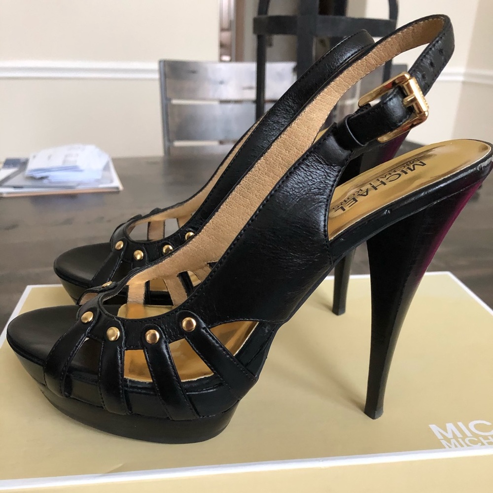 Michael Kors black leather sling back size 7.5